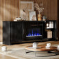 Bestier 63" Fireplace TV Stand for TVs Up to 70", Farmhouse Barn Door by Bestier
