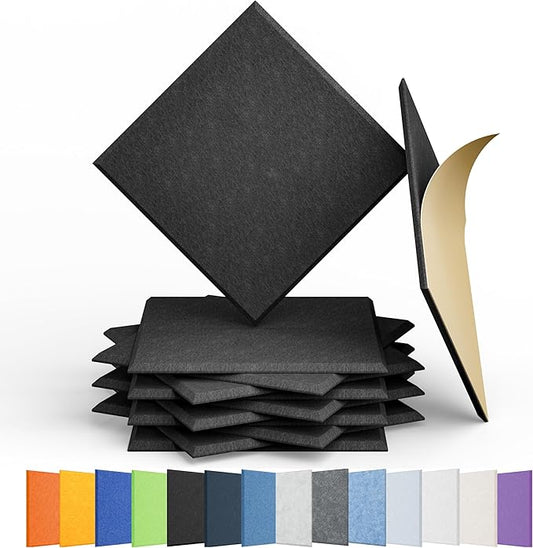 Amantech 12 Pack Acoustic Panels Self Adhesive Sound Proof Foam, High Density by Amantech