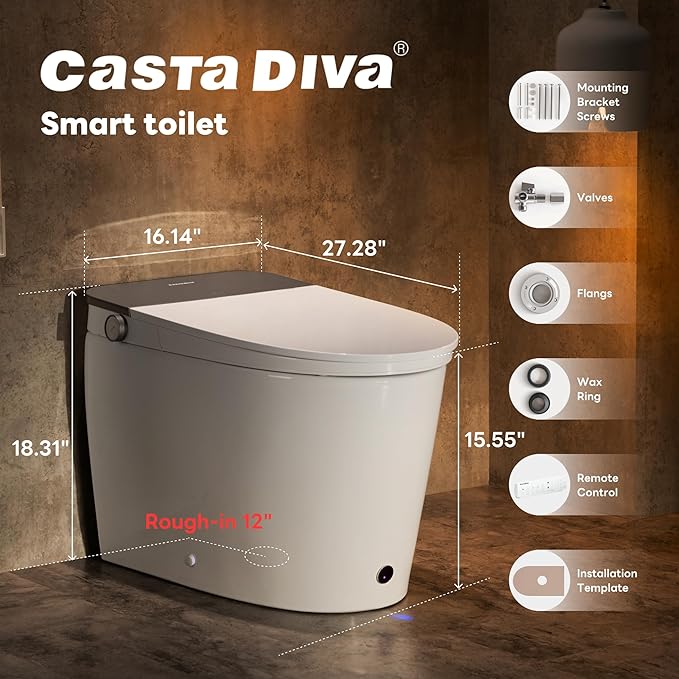 Casta Diva Smart Toilet with Bidet Built in, Auto Open/Close Lid, 1000g MaP - Image 9