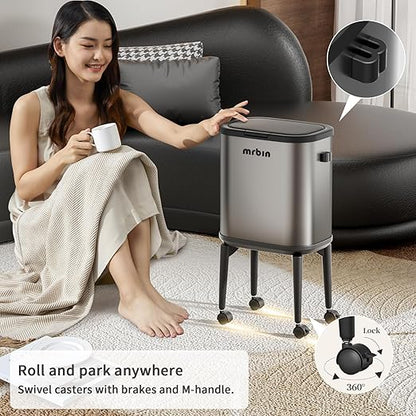 MRBIN Stainless Steel Slim Bathroom Trash Can - Image 2