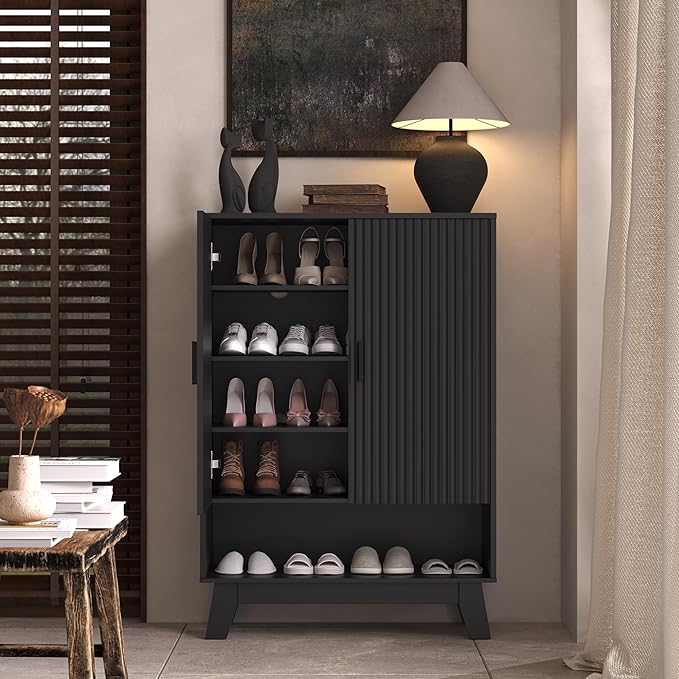 4-Tier Fluted Shoe Cabinet - Image 8