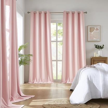 DUALIFE Baby Pink Curtains Panels - Image 2