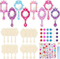 16 Sets Wooden Mirror Craft Kit, Girls DIY Princess Hand Mirror | Unbreakable Mirror for Kids, Princess Tea Party Gift, Back to School Supplies, Christmas Birthday Art Activities Favors
