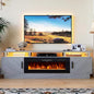 70 Inch Gray Electric Fireplace TV Stand, 2-Tier Media Console Fits TVs Up to by Breezestival