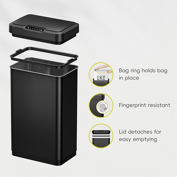 EKO Mirage-T 50 Liter / 13.2 Gallon Touchless Rectangular Motion Sensor Trash - Image 6