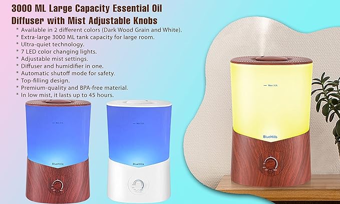 BlueHills Premium 3000 ML XL Essential Oil Diffuser Aroma Humidifier 3 Liter - Image 9