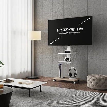 FITUEYES Rolling TV Stand, Mobile TV Cart on Wheels - Image 2