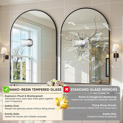 Arched Mirror 20"x30", Bathroom Mirror, Wall Mounted Vanity Mirror - Image 6