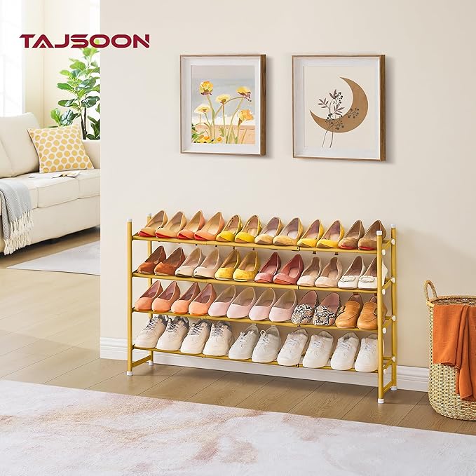 Tajsoon Expandable Shoe Rack for Closet 4 Tier, 29“-41“Adjustable & Stackable - Image 8