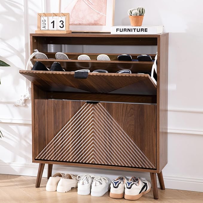 Shoe Cabinet Storage, Farmhouse Freestanding Organizer by OAKVIVOElegantLifestyle