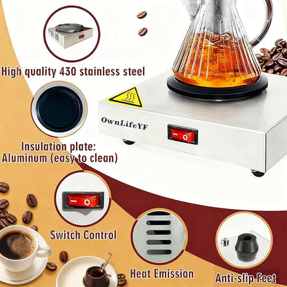 Commercial Coffee Warmer, 60W 176℉ Single Burner Decanter Warmer Plate - Image 4