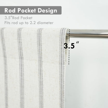 DriftAway Farmhouse Double Layer Linen Blackout Tie Up Curtains Thermal Insulated Vertical Striped Fully Lined Balloon Roman Shade Bathroom Window Adjustable Rod Pocket 45 Inch by 63 Inch Gray