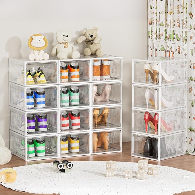 6 Pack Thicken Shoe Organizer Stackable, Upgraded Sturdy Shoe Storage Box - Image 5