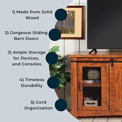 Martin Svensson Home Omaha Solid Wood TV Stand, Honey Tobacco - Image 3
