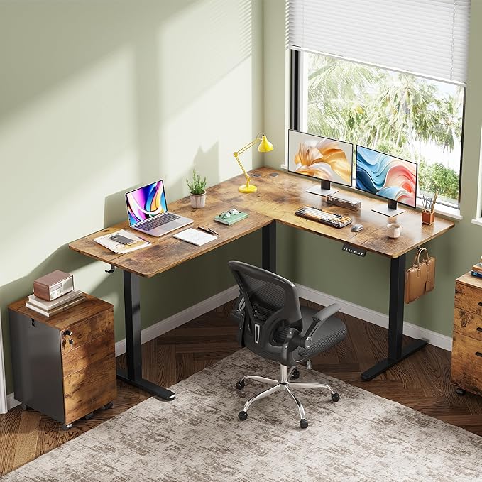 DEVAISE L Shaped Standing Desk Adjustable Height, Dual Motor Electric Corner - Image 2