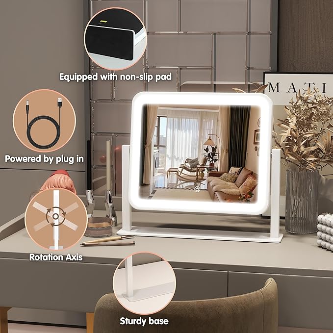 FENNIO Vanity Mirror with Lights 14"×12" Makeup Mirror with Lights, Lighted - Image 5
