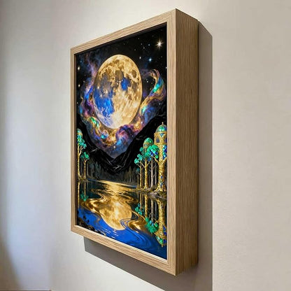 URVIP LED Glowing Photo Frame, 3D Starry-Sky Blue Moon Wall Art, 9x12 Inches - Image 4