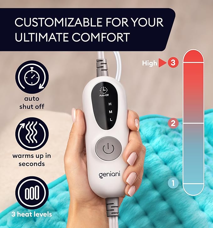 GENIANI Electric Heating Pad for Back Pain & Cramps Relief, Electric Throw - Image 3