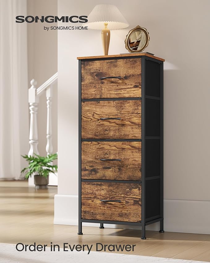 SONGMICS Dresser for Bedroom, Chest of Drawers, 4 Non-Woven Fabric Drawers - Image 3