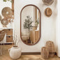 Oval Full Length Mirror, 48"X24" Wood Wall Mirror, Walnut | HD Shatter-Proof, Wall Mounted Mirror for Home Decor, Bedroom Living Room Entryway Coloakroom, Horizontal/Vertical