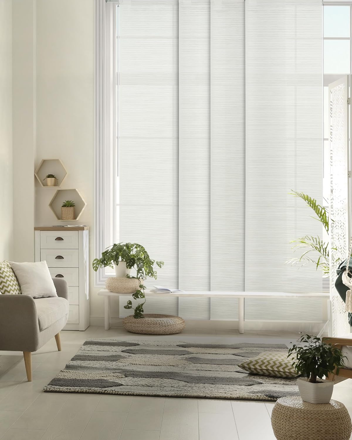 Panel Blinds 45.8"-86" x 96", Leisure | Fits Windows, Patio Doors, Sliding Glass and Closet Doors with Adjustable Track and Trimmable Panels to 96"