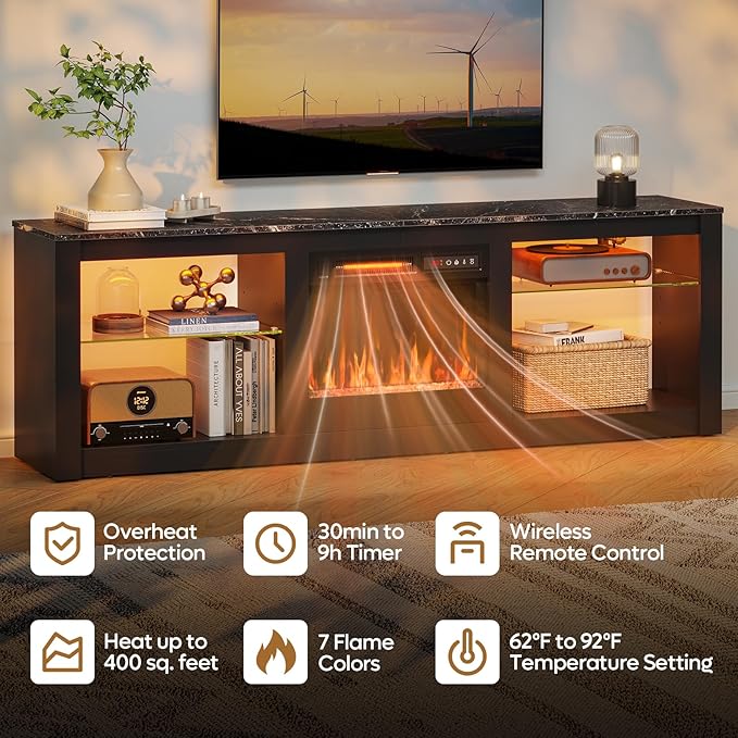 Bestier 63 Inch Modern Fireplace TV Stand - Image 3