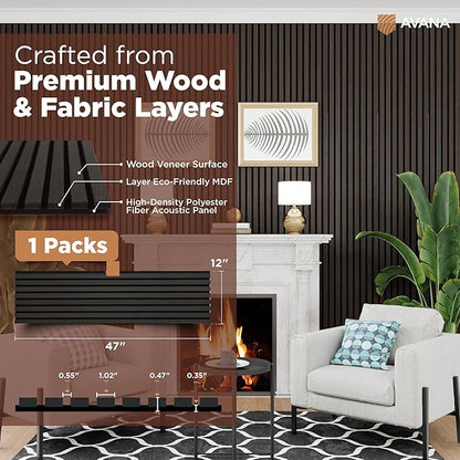 Avana Acoustic Wood Wall Panels – 47.2 x 12.6 Inch Smoke Oak Acoustic Panels 1 - Image 4