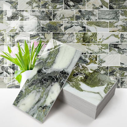 Vamos Tile 100-Piece Glossy Ice Green Peel and Stick Backsplash Tile, Stick on by VamosTile