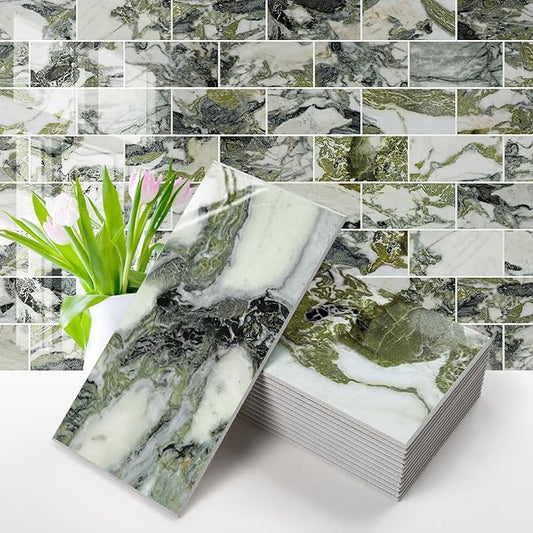 Vamos Tile 100-Piece Glossy Ice Green Peel and Stick Backsplash Tile, Stick on by VamosTile