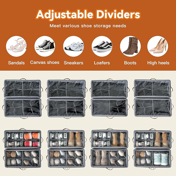 4 Pack Shoe Organizer for Closet, Foldable Shoe Storage Organizer - Image 4