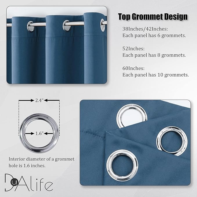 DUALIFE Midnight Blue Curtains 63 Inch Length - Image 3