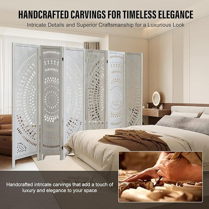 ALeesing 6 Panel Wood Room Divider Fully Assembled, Decorative Room Dividers - Image 4