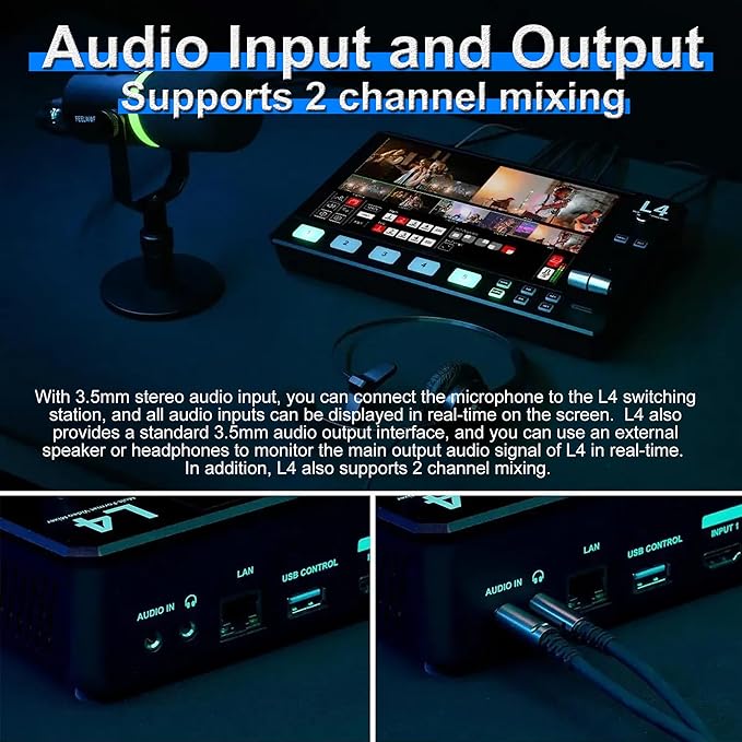 Feelworld L4 Switcher 10.1 Inch Touch Screen Multi-Camera Video Mixer Switcher - Image 7