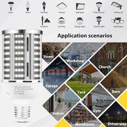 45W LED Corn Light Bulb 2 pack, 400W Equivalent 5000K Commercial Grade Daylight - Image 6