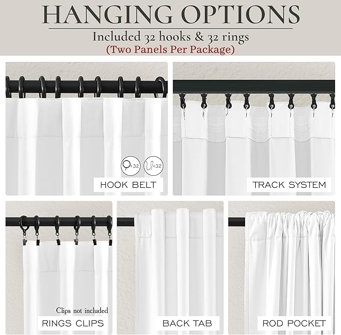 Solid White Blackout Linen Curtains 96 Inches Long - Image 4