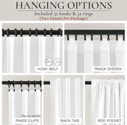Solid White Blackout Linen Curtains 96 Inches Long - Image 4