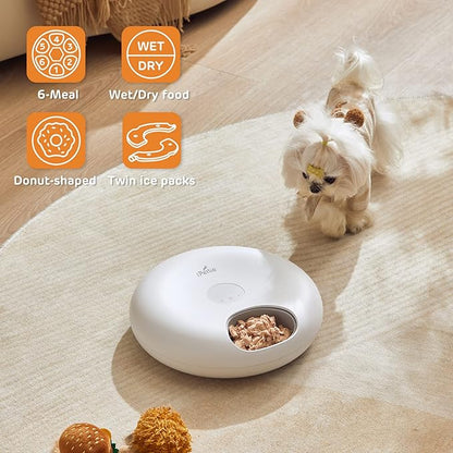 iPettie Donut Frost 6 Meal Cordless Automatic Pet Feeder, Dry & Wet Food - Image 2