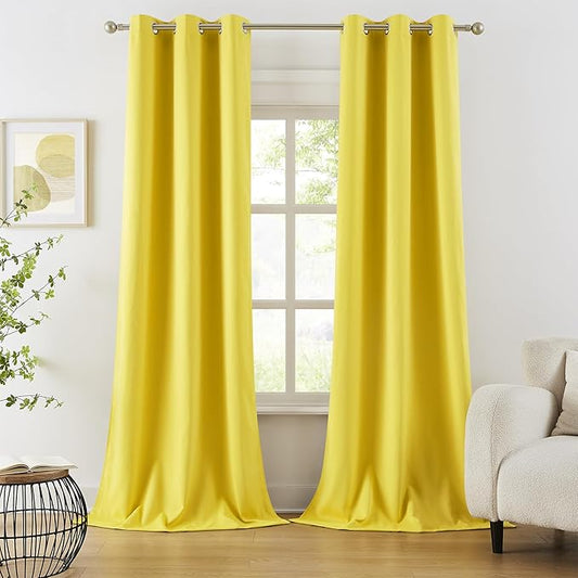 DUALIFE Yellow Blackout Curtains by DUALIFE