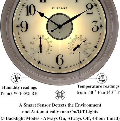 CLXEAST 18 Inch Illuminated Outdoor Clock - Image 3