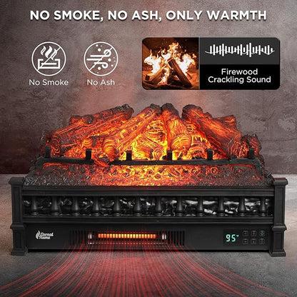 TURBRO Eternal Flame 26 in. WiFi Infrared Quartz Electric Fireplace Log Heater - Image 3