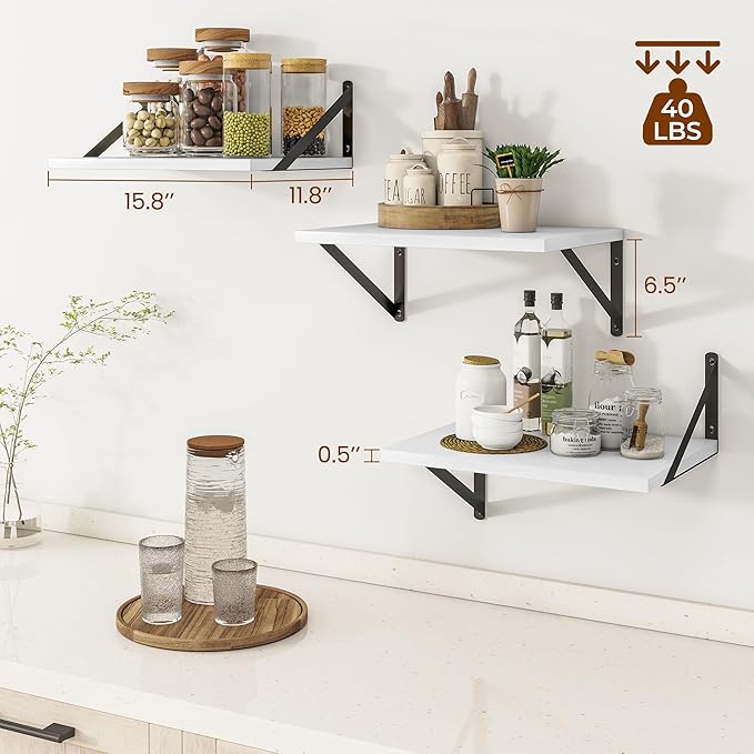 Heimlove Deep Floating Shelves for Wall, 12 Inch Deep Floating Shelves Set of 3 - Image 3