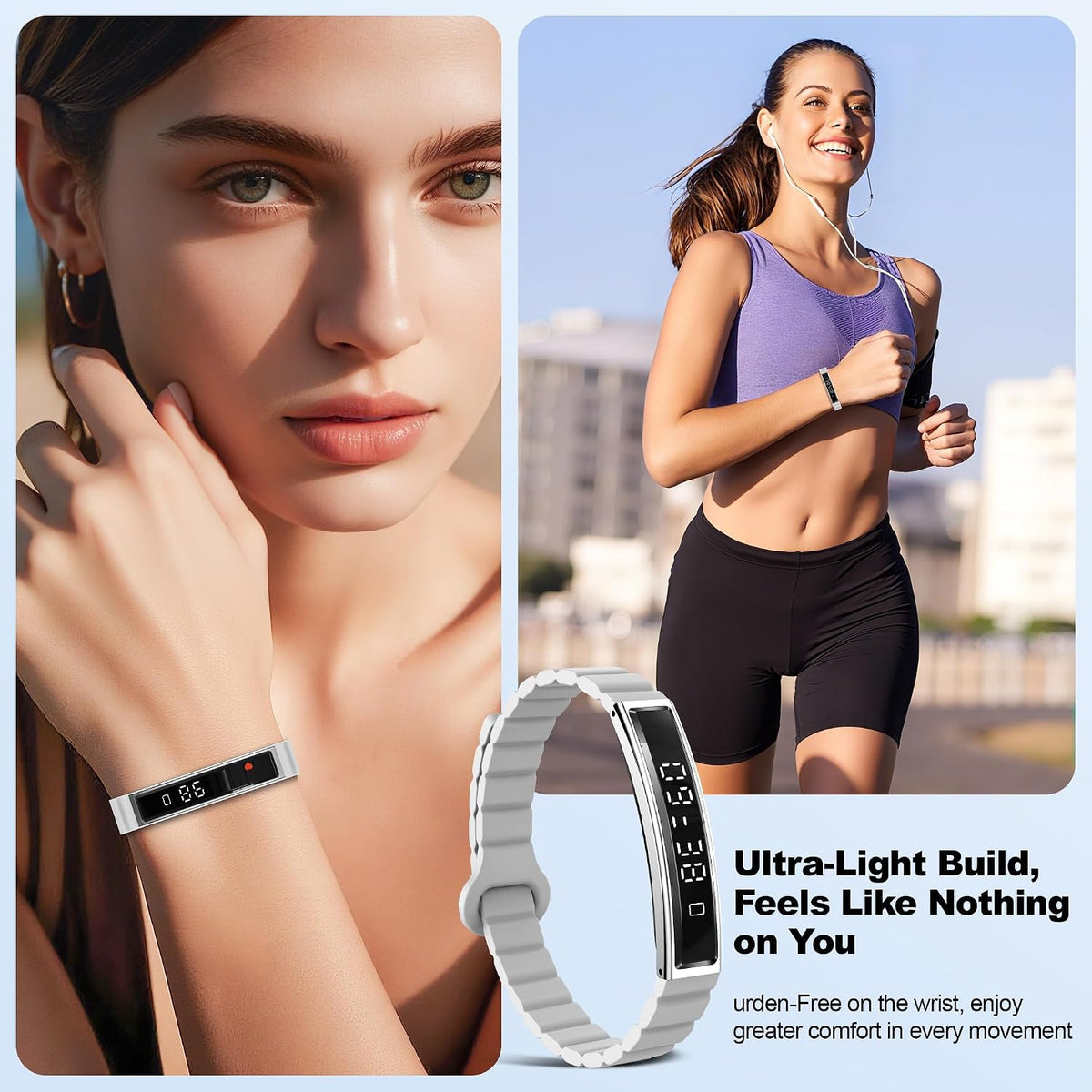 smart bracelet for women & men, health activity, side view