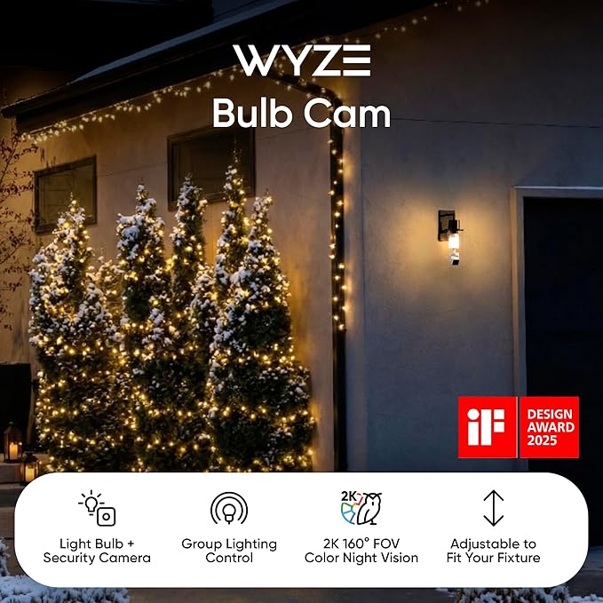 WYZE Bulb Cam Security Camera, 2K HD Outdoor Light Bulb Camera, Color Night - Image 3