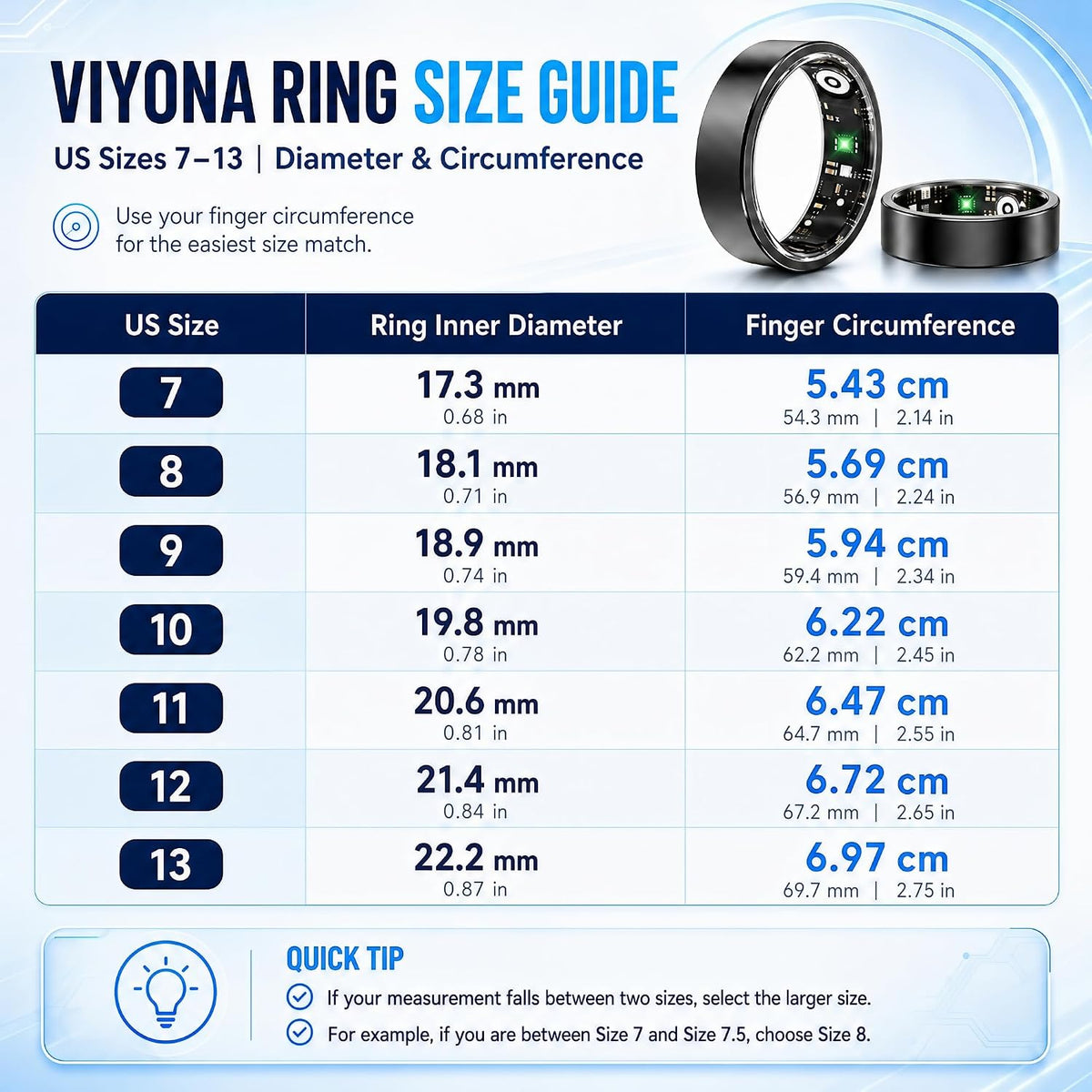 Smart Ring Fitness Tracker for Men & Women with Sleep, Heart Rate & SpO2