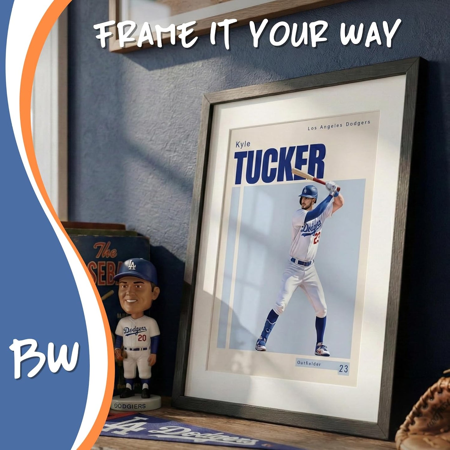 BigWig Prints LA Dodgers Baseball Player Posters, Set of 12, 8x10 in | Includes 12 Dodgers Player Portraits, Great Gift for Baseball Fans, Ideal for Game Day Party Decorations, Unframed