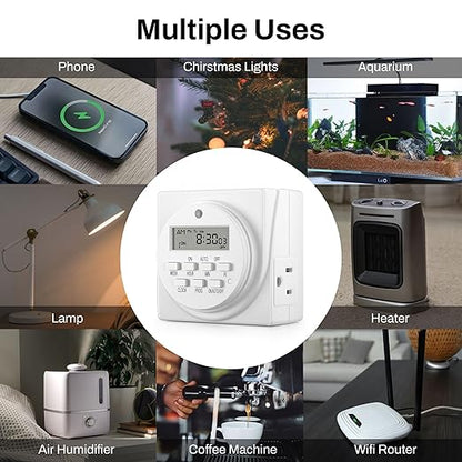 BN-LINK Indoor Digital Timer Outlet, Dual Outlet 7 Day Programmable Light Switch - Image 7