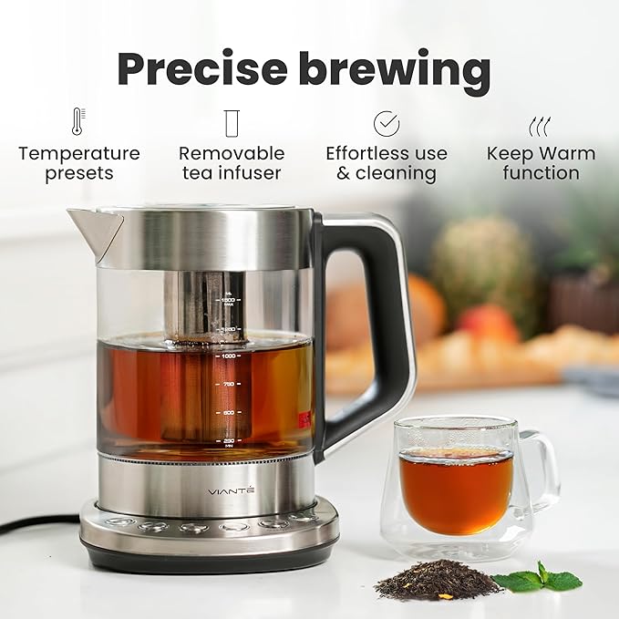 Vianté Electric Kettle With Infuser. No Plastic In Contact With Water. Hot Tea - Image 2