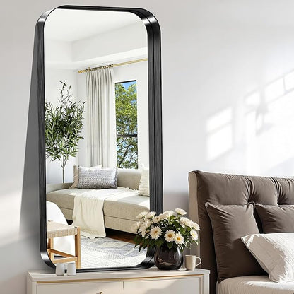 CIRCUMI Black Bathroom Mirror, Rounded Corner, Tempered Glass, Large Mirror - Image 5