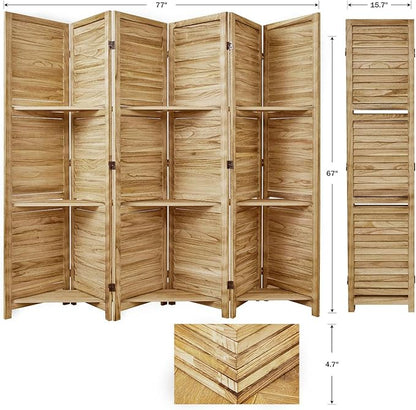 Partition Room Dividers, Folding Wood Privacy Screen - Image 7