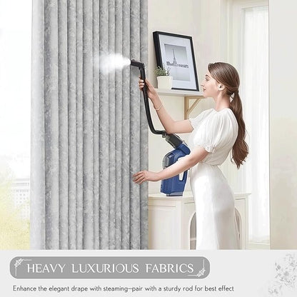 Beauoop Grey Floral Jacquard Blackout Curtains 63 Inches Long 2 Panels - Image 7
